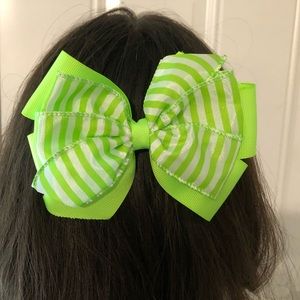 Green Striped Bow